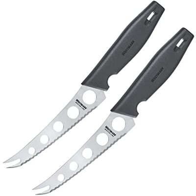 Westmark Master Line 135622E3 professionele kaasmessenset, 2 stuks, 13,5 cm, lengte 25 cm, roestvrij staal/kunststof, zwart/zilver Westmark Master Line 135622E3 professionele kaasmessenset, 2 stuks, 13,5 cm, lengte 25 cm, roestvrij staal/kunststof, zwart/zilver