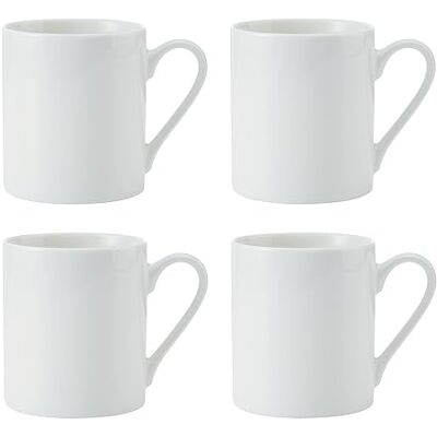 Mikasa Egret Mokenset van fijn porselein, 4 x klassieke witte kopjes voor thee en koffie, 380 ml, geschenkverpakking en vaatwasmachinebestendig Mikasa Egret Mokenset van fijn porselein, 4 x klassieke witte kopjes voor thee en koffie, 380 ml, geschenkverpakking en vaatwasmachinebestendig