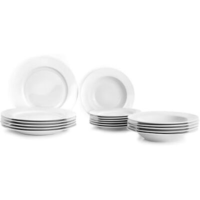 IBILI 18-delig tafelservies Castilië wit, porseleinen borden voor 6 personen IBILI 18-delig tafelservies Castilië wit, porseleinen borden voor 6 personen