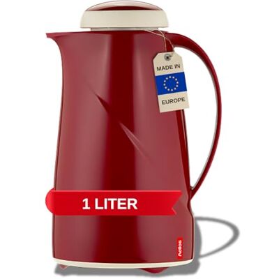 Helios Wave Thermosfles, donkerrood, 1 liter, 6 uur, houdt dranken warm en koud, vaatwasmachinebestendig, lichte en robuuste kunststof mantel, ideaal voor koffie en thee Helios Wave Thermosfles, donkerrood, 1 liter, 6 uur, houdt dranken warm en koud, vaatwasmachinebestendig, lichte en robuuste kunststof mantel, ideaal voor koffie en thee