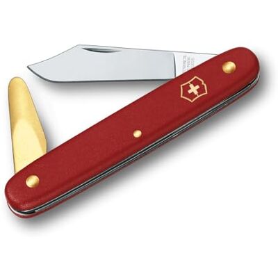 Victorinox Tuinmes oculeermes voor tuinieren, roestvrij punt lemmet, 50 mm, messing schorsverwijderaar, rood Victorinox Tuinmes oculeermes voor tuinieren, roestvrij punt lemmet, 50 mm, messing schorsverwijderaar, rood
