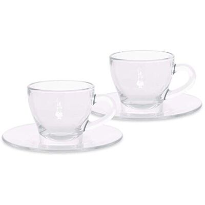 Bialetti DCRAST0007 Istituzionali cappuccino tazzine (con piattino), vetro, 2 stuks Bialetti DCRAST0007 Istituzionali cappuccino tazzine (con piattino), vetro, 2 stuks
