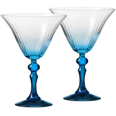 Krosno Martiniglazen met turquoise voet, set van 2, 170 ml, Bubble Celebration Moments collectie, loodvrij kristal, ideaal cadeau-idee Krosno Martiniglazen met turquoise voet, set van 2, 170 ml, Bubble Celebration Moments collectie, loodvrij kristal, ideaal cadeau-idee