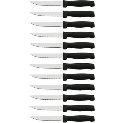 CUPERINOX Set van 12 roestvrijstalen tafelmessen met 11 cm gekarteld lemmet en ergonomische antislip handgreep voor vlees, groenten en vis CUPERINOX Set van 12 roestvrijstalen tafelmessen met 11 cm gekarteld lemmet en ergonomische antislip handgreep voor vlees, groenten en vis