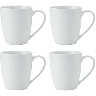 Mikasa Chalk porseleinen kopjes, set van 4 witte kopjes voor thee en koffie, 380 ml, vaatwasser- en magnetronbestendig Mikasa Chalk porseleinen kopjes, set van 4 witte kopjes voor thee en koffie, 380 ml, vaatwasser- en magnetronbestendig