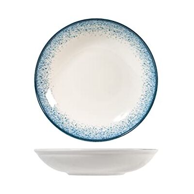 H&H Jupiter 25 cm grote multifunctionele pan van porselein, modern design, elegant, voor het serveren van gerechten, blauw H&H Jupiter 25 cm grote multifunctionele pan van porselein, modern design, elegant, voor het serveren van gerechten, blauw