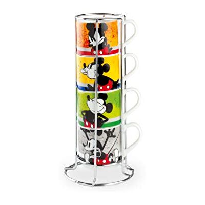 Egan Set van 4 stapelbare koffiekopjes Mickey I Am + Metalrack ML. 80, PWM02I/4AM, meerkleurig Egan Set van 4 stapelbare koffiekopjes Mickey I Am + Metalrack ML. 80, PWM02I/4AM, meerkleurig