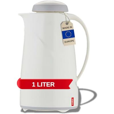 Helios Wave Thermosfles, wit, 1 liter, 6 uur, houdt dranken warm en koud, vaatwasmachinebestendig, lichte en robuuste kunststof behuizing, ideaal voor koffie en thee Helios Wave Thermosfles, wit, 1 liter, 6 uur, houdt dranken warm en koud, vaatwasmachinebestendig, lichte en robuuste kunststof behuizing, ideaal voor koffie en thee