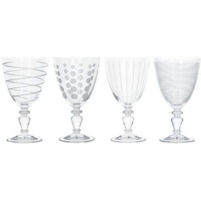 Mikasa Set van 4 wijnglazen van kristal, decoratieve motieven en zilvereffect, collectie Cheers by , 340 ml Mikasa Set van 4 wijnglazen van kristal, decoratieve motieven en zilvereffect, collectie Cheers by , 340 ml
