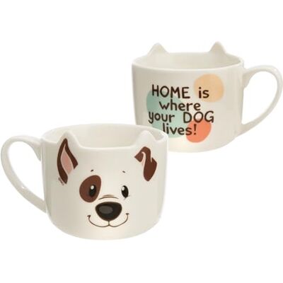 NICI 62175 Mok, hondenmotief, 350 ml, 9 x 9,5 cm, wit, theekop, koffiemok, porselein, met handvat, voor koude en warme dranken, koffie, thee, melk, cacao NICI 62175 Mok, hondenmotief, 350 ml, 9 x 9,5 cm, wit, theekop, koffiemok, porselein, met handvat, voor koude en warme dranken, koffie, thee, melk, cacao