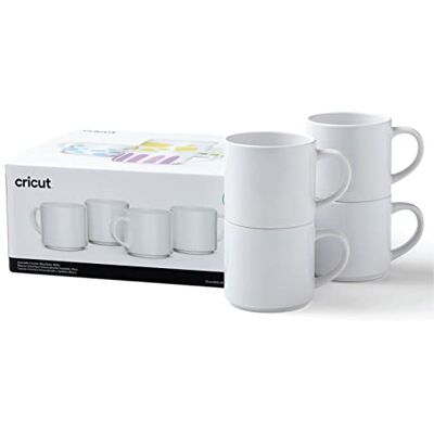Cricut Stapelbare blanco kopjes Wit 300 ml 4 kopjes met infuseerbare inkt sublimatie voor gebruik met infusie-inkt, 2009392 Cricut Stapelbare blanco kopjes Wit 300 ml 4 kopjes met infuseerbare inkt sublimatie voor gebruik met infusie-inkt, 2009392
