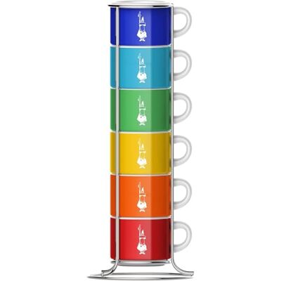 Bialetti Zes stapelbare kopjes, meerkleurig, porselein Bialetti Zes stapelbare kopjes, meerkleurig, porselein