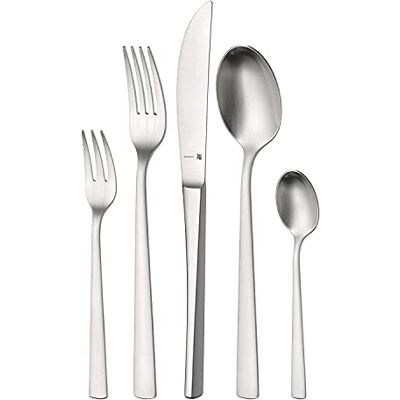 WMF Corvo Bestekset voor 6 personen, 30-delig, mes met holle handgreep, Cromargan Protect roestvrij staal, mat, krasbestendig, vaatwasmachinebestendig WMF Corvo Bestekset voor 6 personen, 30-delig, mes met holle handgreep, Cromargan Protect roestvrij staal, mat, krasbestendig, vaatwasmachinebestendig