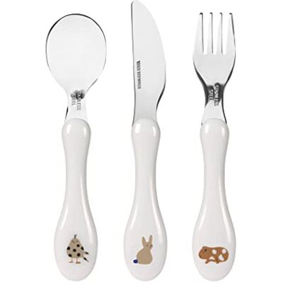 Lässig Kinderbestek, 3-delige set, vork, lepel, mes, roestvrij staal/cutlery Little Mateys koningsblauw Lässig Kinderbestek, 3-delige set, vork, lepel, mes, roestvrij staal/cutlery Little Mateys koningsblauw