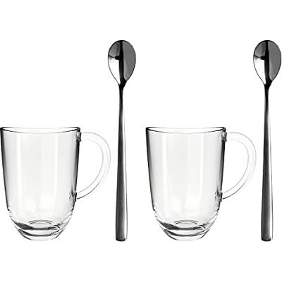 LEONARDO HOME Leonardo Napoli 024217 Set van 4 koffiekopjes en lepels, 380 ml, vaatwasmachinebestendig LEONARDO HOME Leonardo Napoli 024217 Set van 4 koffiekopjes en lepels, 380 ml, vaatwasmachinebestendig