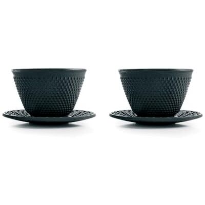IBILI 624400 Set 2 + 2 bekers met bord Clasica staal, zwart, 5 x 8 x 10 cm IBILI 624400 Set 2 + 2 bekers met bord Clasica staal, zwart, 5 x 8 x 10 cm