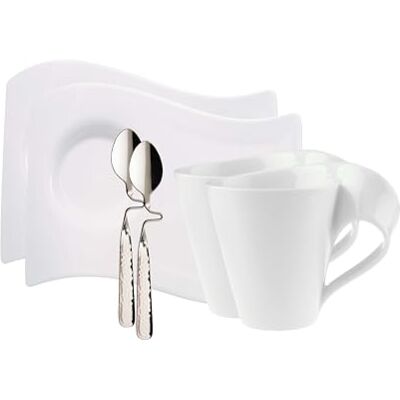 Villeroy & Boch NewWave Koffie-/cappuccino-set, modern design van hoogwaardig wit porselein, vaatwasmachinebestendig, 1-pack (6 stuks) Villeroy & Boch NewWave Koffie-/cappuccino-set, modern design van hoogwaardig wit porselein, vaatwasmachinebestendig, 1-pack (6 stuks)
