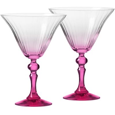 Krosno Martiniglazen met roze voet, set van 2, 170 ml, Bubble Celebration Moments collectie, loodvrij kristal, ideaal cadeau-idee Krosno Martiniglazen met roze voet, set van 2, 170 ml, Bubble Celebration Moments collectie, loodvrij kristal, ideaal cadeau-idee
