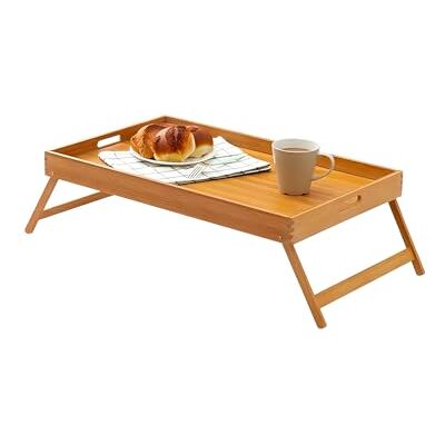 Avilia Bamboe ontbijtdienblad met handgrepen en inklapbare poten, perfect om comfortabel in bed te eten, 65 x 30 x 23 cm Avilia Bamboe ontbijtdienblad met handgrepen en inklapbare poten, perfect om comfortabel in bed te eten, 65 x 30 x 23 cm