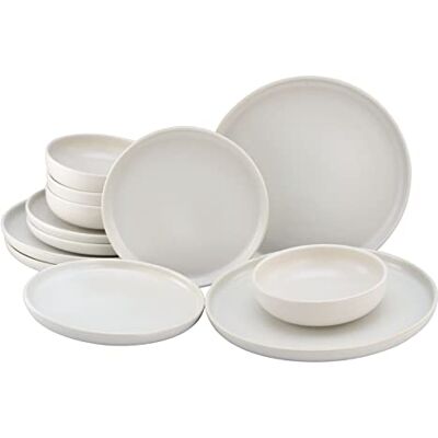 Creatable , 33065 Serie Uno Offwhite 12-delig tafelservies van aardewerk, vaatwasser- en magnetronbestendig, gemaakt in Portugal Creatable , 33065 Serie Uno Offwhite 12-delig tafelservies van aardewerk, vaatwasser- en magnetronbestendig, gemaakt in Portugal