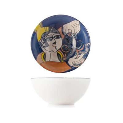 H&H Set van 6 versierde Pablo mokken van Stoneware Elegante kopjes van 16 cm, vaatwasser- en magnetronbestendig Design geïnspireerd door Pablo Picasso H&H Set van 6 versierde Pablo mokken van Stoneware Elegante kopjes van 16 cm, vaatwasser- en magnetronbestendig Design geïnspireerd door Pablo Picasso