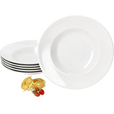 MamboCat Bianco Pastaborden, 6 stuks, Ø 30 cm, 600 ml, porselein, wit, maat XL, pastaborden voor pasta, salade, antipasti soepborden MamboCat Bianco Pastaborden, 6 stuks, Ø 30 cm, 600 ml, porselein, wit, maat XL, pastaborden voor pasta, salade, antipasti soepborden