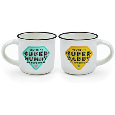 Legami Espresso For Two, 2 koffiekopjes van porselein New Bone China, inhoud 50 ml, mama en papa, vaatwasmachinebestendig, magnetronbestendig Legami Espresso For Two, 2 koffiekopjes van porselein New Bone China, inhoud 50 ml, mama en papa, vaatwasmachinebestendig, magnetronbestendig