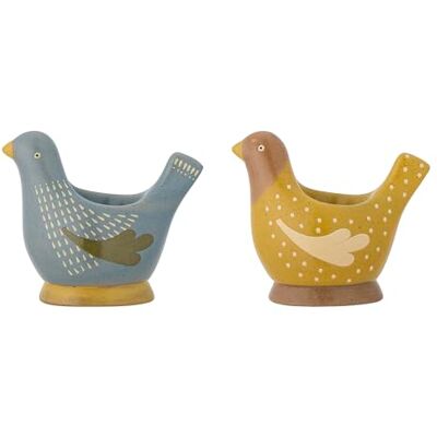 Bloomingville Birdy Egg Cups, Blauw, Stoneware (82062055) Bloomingville Birdy Egg Cups, Blauw, Stoneware (82062055)