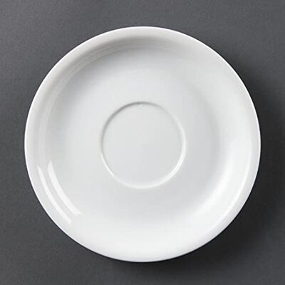 Olympia Whiteware Cappuccino-schoteltjes van wit porselein, 160 mm, volledig verzegelde platen, hittebestendig en schokbestendig, 12 stuks Olympia Whiteware Cappuccino-schoteltjes van wit porselein, 160 mm, volledig verzegelde platen, hittebestendig en schokbestendig, 12 stuks