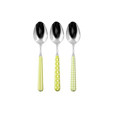 Home Provence Lot de 6 cuillères à café en acier inoxydable, motif vert Home Provence Lot de 6 cuillères à café en acier inoxydable, motif vert
