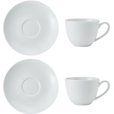 Mikasa Chalk Set van 2 cappuccinokopjes en schoteltjes van porselein, koffiekopjes voor elke dag, 310 ml Mikasa Chalk Set van 2 cappuccinokopjes en schoteltjes van porselein, koffiekopjes voor elke dag, 310 ml