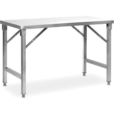 Mahlzeit Roestvrijstalen tafel 120 x 60 x 80 cm werkblad, keukenkast, roestvrijstalen voorbereidingsoppervlak, inklapbaar model, serveerwagen voor keuken en horeca Mahlzeit Roestvrijstalen tafel 120 x 60 x 80 cm werkblad, keukenkast, roestvrijstalen voorbereidingsoppervlak, inklapbaar model, serveerwagen voor keuken en horeca