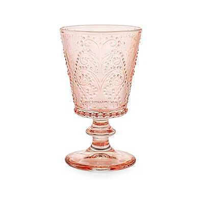 H&H Set van 4 tuinglazen van antiek roze bewerkt glas, 25 cl, elegant, duurzaam en vaatwasmachinebestendig H&H Set van 4 tuinglazen van antiek roze bewerkt glas, 25 cl, elegant, duurzaam en vaatwasmachinebestendig