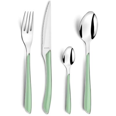 Amefa Retail Eclat Pastel Groen Bestek 24 Delig 24-delig bestekset voor 6 personen, roestvrij staal 18/0, pastelkleurige ABS-handgreep, vaatwasmachinebestendig Amefa Retail Eclat Pastel Groen Bestek 24 Delig 24-delig bestekset voor 6 personen, roestvrij staal 18/0, pastelkleurige ABS-handgreep, vaatwasmachinebestendig
