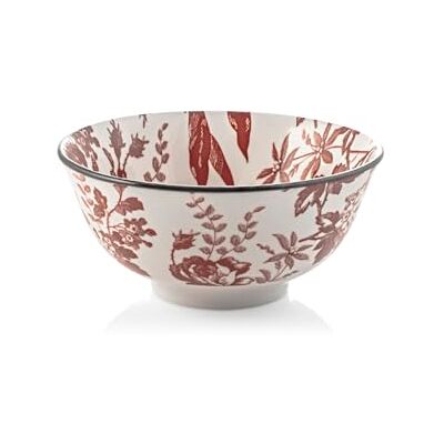 H&H , Elizabeth set van 6 rode versierde porseleinen mokken, diameter 16 cm, perfect voor vaatwasser en magnetron H&H , Elizabeth set van 6 rode versierde porseleinen mokken, diameter 16 cm, perfect voor vaatwasser en magnetron
