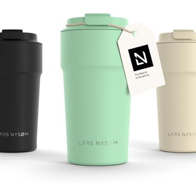 LARS NYSØM Thermische Mug-to-go 500 ml, BPA-vrije 0,5 liter reisbeker met isolatie, waterdichte roestvrijstalen thermische mok voor koffie en thee, muntgroen LARS NYSØM Thermische Mug-to-go 500 ml, BPA-vrije 0,5 liter reisbeker met isolatie, waterdichte roestvrijstalen thermische mok voor koffie en thee, muntgroen