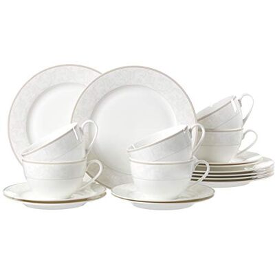 Ritzenhoff & Breker Isabella, koffieservies, 18-delig, Fine-China-porselein, wit met ornamenten Ritzenhoff & Breker Isabella, koffieservies, 18-delig, Fine-China-porselein, wit met ornamenten