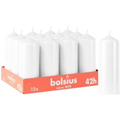 BOLSIUS 12 stuks gladde stompkaarsen wit 15 x 6 cm huishoudelijke decoratieve kaarsen brandduur 42 uur ongeparfumeerd bevat natuurlijke plantaardige was, zonder olie BOLSIUS 12 stuks gladde stompkaarsen wit 15 x 6 cm huishoudelijke decoratieve kaarsen brandduur 42 uur ongeparfumeerd bevat natuurlijke plantaardige was, zonder olie