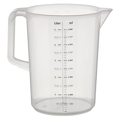 APS maatbeker 5 liter, Ø 20,5 x h 27,5 cm, kunststof kan met verhoogde schaal aan de buitenkant, gesloten handgreep, schaal in 1 en ml liter, vaatwasmachinebestendig APS maatbeker 5 liter, Ø 20,5 x h 27,5 cm, kunststof kan met verhoogde schaal aan de buitenkant, gesloten handgreep, schaal in 1 en ml liter, vaatwasmachinebestendig