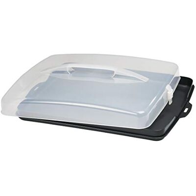 Xavax Taarttransportbox rechthoekig (taartbox voor bliktaart, taartcontainer met deksel en handgreep, vaatwasmachinebestendige taartbak), antraciet/transparant Xavax Taarttransportbox rechthoekig (taartbox voor bliktaart, taartcontainer met deksel en handgreep, vaatwasmachinebestendige taartbak), antraciet/transparant