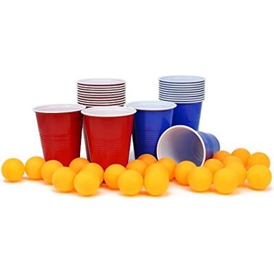 com-four ® 48-delige beer pong set, bierpong drinkspel met 24 bekers Partyspel blauw tegen rood beer pong beker set com-four ® 48-delige beer pong set, bierpong drinkspel met 24 bekers Partyspel blauw tegen rood beer pong beker set