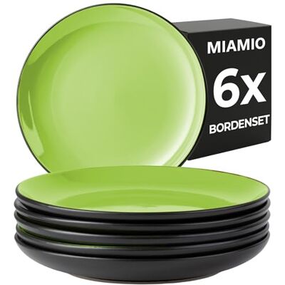 MIAMIO Bordenset 6 x keramiek aardewerk voor de tafel Le Papillon collectie (groen, 21 cm) MIAMIO Bordenset 6 x keramiek aardewerk voor de tafel Le Papillon collectie (groen, 21 cm)