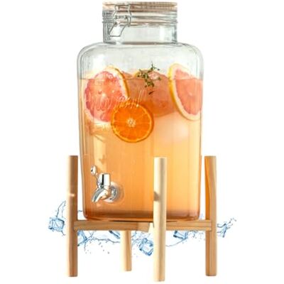 PZL CONCEPT Drankdispenser met standaard en kraan, 8 l, water- en cocktailfontein, punchkom, glazen pot voor limonades, snoep, pot om je feestjes en verjaardagen te verfraaien PZL CONCEPT Drankdispenser met standaard en kraan, 8 l, water- en cocktailfontein, punchkom, glazen pot voor limonades, snoep, pot om je feestjes en verjaardagen te verfraaien