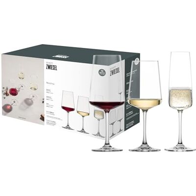 Schott Zwiesel MioVino 124072 Set van 12 moderne wijnglazen en champagneglazen van Tritan-kristal, vaatwasmachinebestendig, Made in Germany Schott Zwiesel MioVino 124072 Set van 12 moderne wijnglazen en champagneglazen van Tritan-kristal, vaatwasmachinebestendig, Made in Germany
