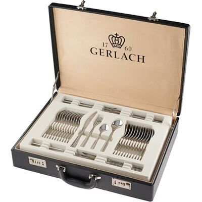 Gerlach Flames 68-delige bestekset voor 12 personen, vaatwasmachinebestendig, roestvrij staal, elegant bestek met mes, vork, lepel, theelepel, taartvork, lepel Gerlach Flames 68-delige bestekset voor 12 personen, vaatwasmachinebestendig, roestvrij staal, elegant bestek met mes, vork, lepel, theelepel, taartvork, lepel