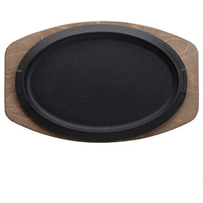 Ilsa Plate ovaal 32x22 van geëmailleerd gietijzer met houten plaat Ilsa Plate ovaal 32x22 van geëmailleerd gietijzer met houten plaat