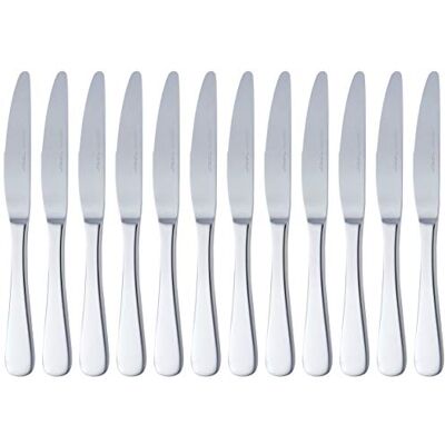 Amazon Basics Set van 12 roestvrijstalen messen met afgeronde rand, zilverkleurig Amazon Basics Set van 12 roestvrijstalen messen met afgeronde rand, zilverkleurig