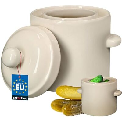KOTARBAU ® Gistpot van terracotta / keramiek/aardewerk met deksel voor de gisting van zuurkool, augurk, rumpot, kimchi-container, 1,8 liter KOTARBAU ® Gistpot van terracotta / keramiek/aardewerk met deksel voor de gisting van zuurkool, augurk, rumpot, kimchi-container, 1,8 liter
