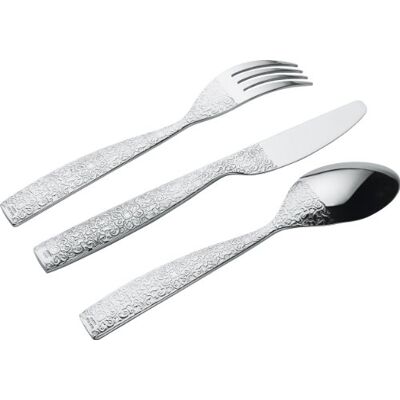 Alessi Mw03s24 Dressed Bestekset, 24-delig, roestvrij staal 18/10, glanzend, met decoratie in reliëf Alessi Mw03s24 Dressed Bestekset, 24-delig, roestvrij staal 18/10, glanzend, met decoratie in reliëf