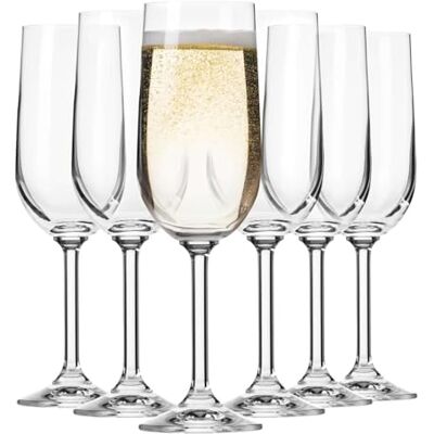 Krosno Champagneglazen, 6 stuks, 210 ml, collectie Gema Prosecco-glazen, bruiswijn, cocktail, elegant glas, loodvrij kristal, vaatwasmachinebestendig, een mooi cadeau Krosno Champagneglazen, 6 stuks, 210 ml, collectie Gema Prosecco-glazen, bruiswijn, cocktail, elegant glas, loodvrij kristal, vaatwasmachinebestendig, een mooi cadeau